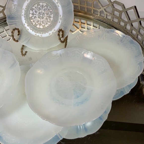 MacBeth Evans American Sweetheart Monax 6 Saucers Front Center Design 5 5/8" #A6 - Picture 2 of 8